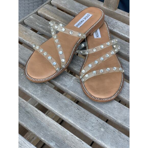 Steve Madden Shoes - Steve Madden clear w/ rhinestones embellined flat sandals 7